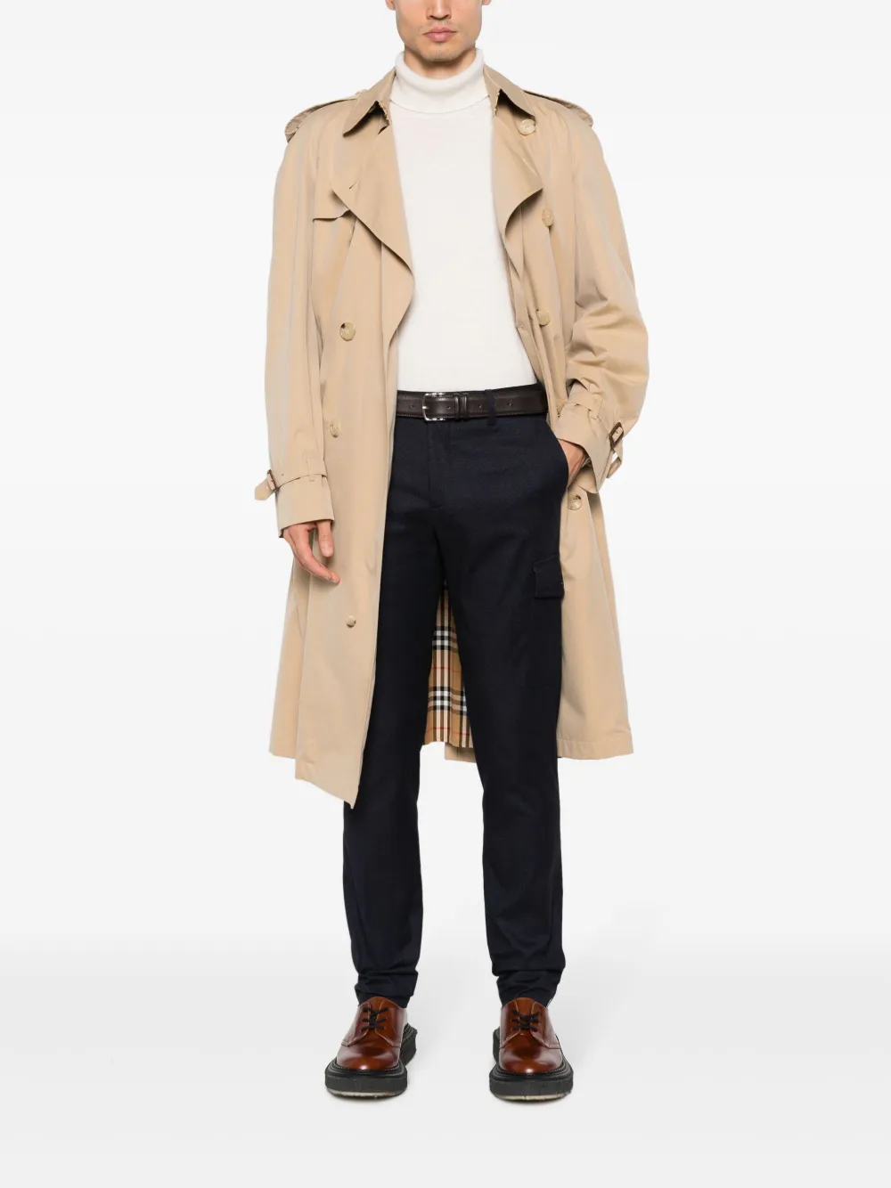 Incotex logo-patch twill cargo trousers - Blauw