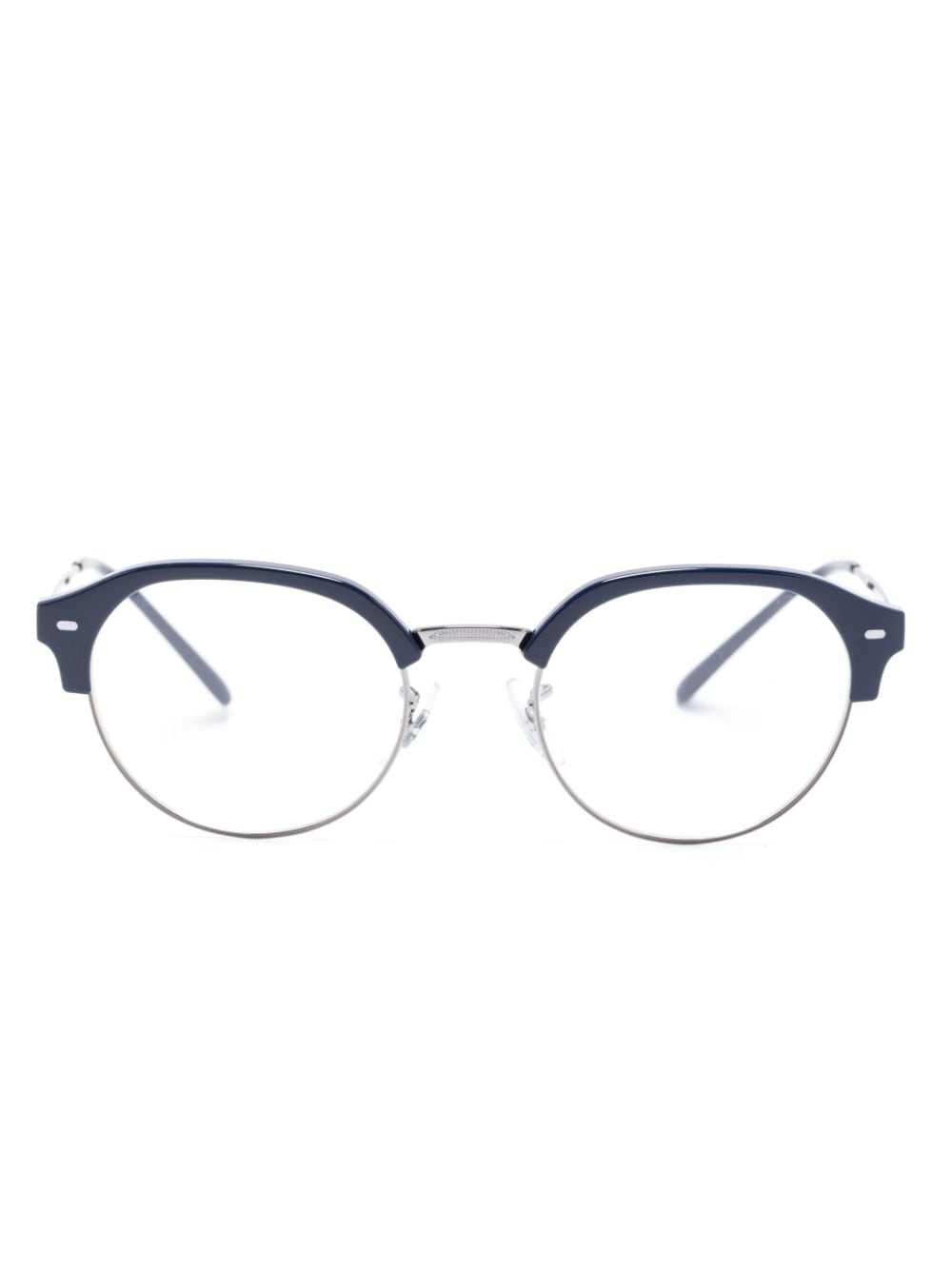 Ray Ban Engraved-arms Half-rim Glasses In Blue