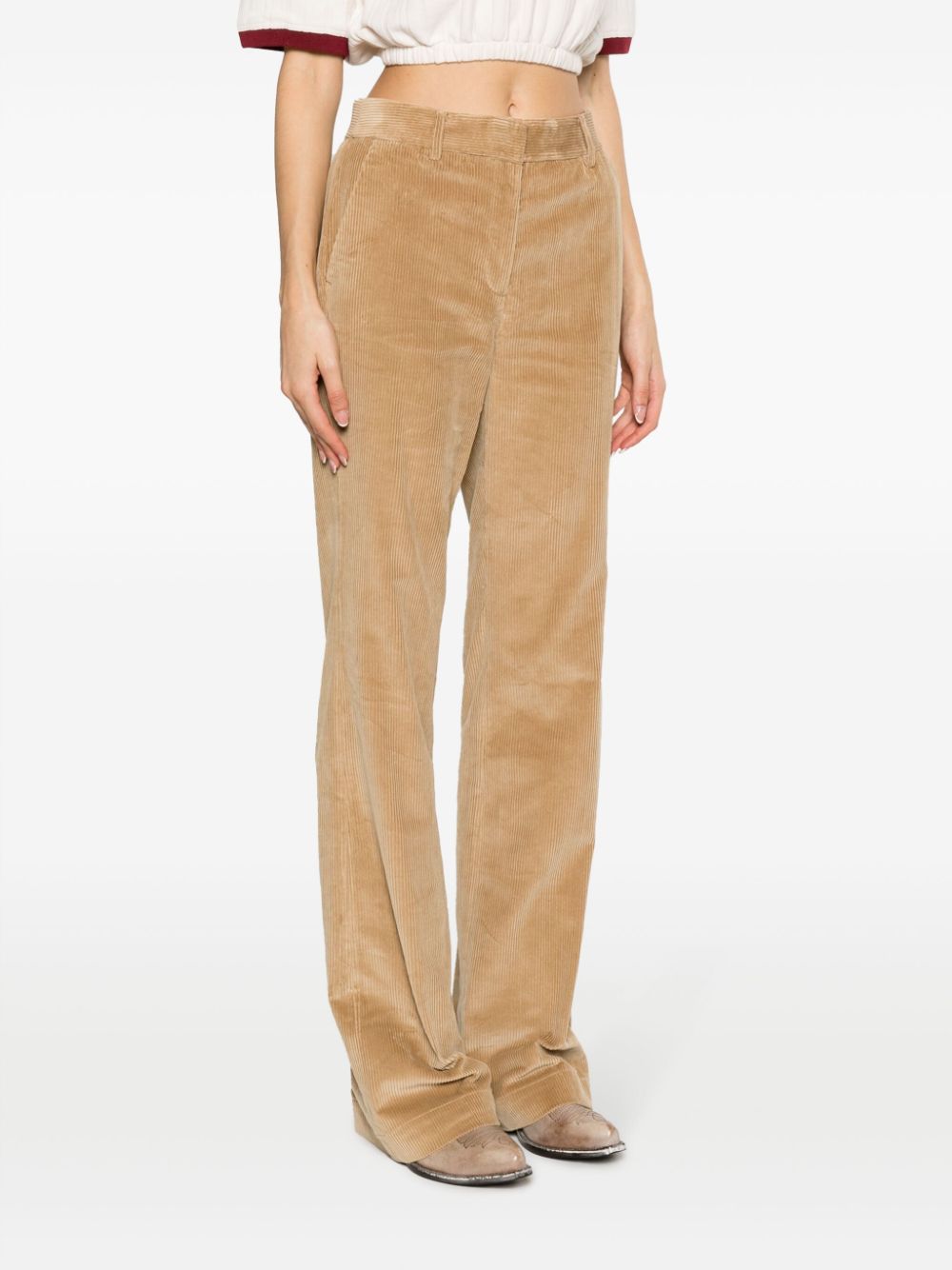 Shop Michael Kors Corduroy Flared Trousers In Brown