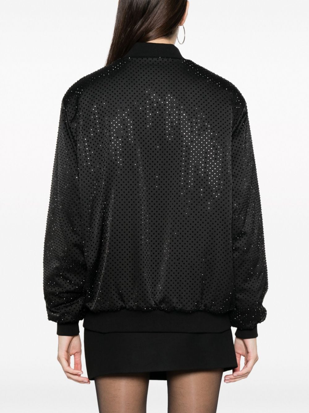 Shop P.a.r.o.s.h Crystal-embellished Bomber Jacket In Black