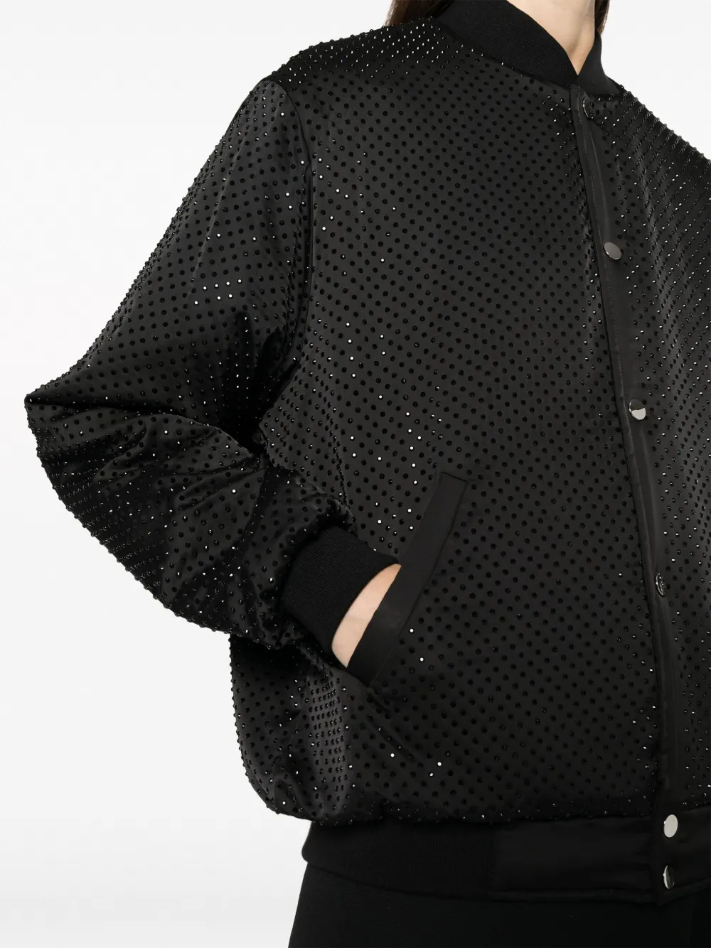 Shop P.a.r.o.s.h Crystal-embellished Bomber Jacket In Black