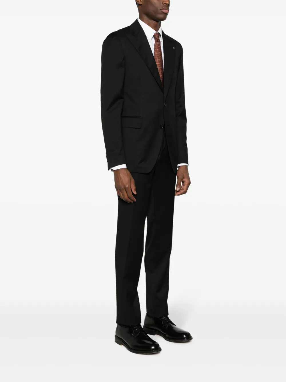 Tagliatore Long-sleeved Jacket With Belt Loops And Pants With Suit In Black