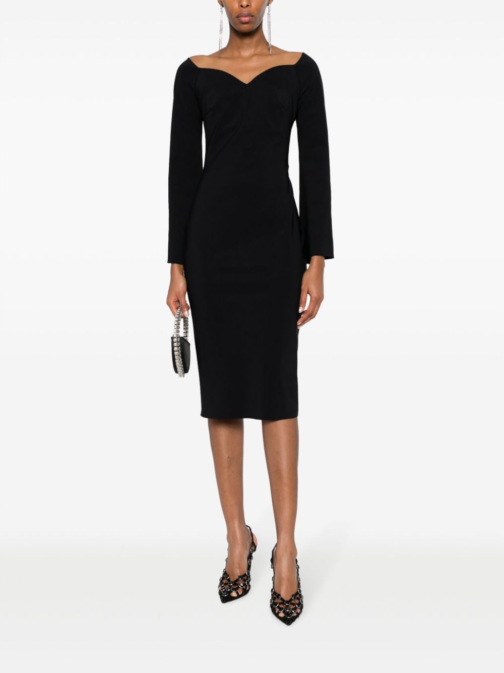 CHIARA BONI La Petite Robe long-sleeved midi dress - Zwart