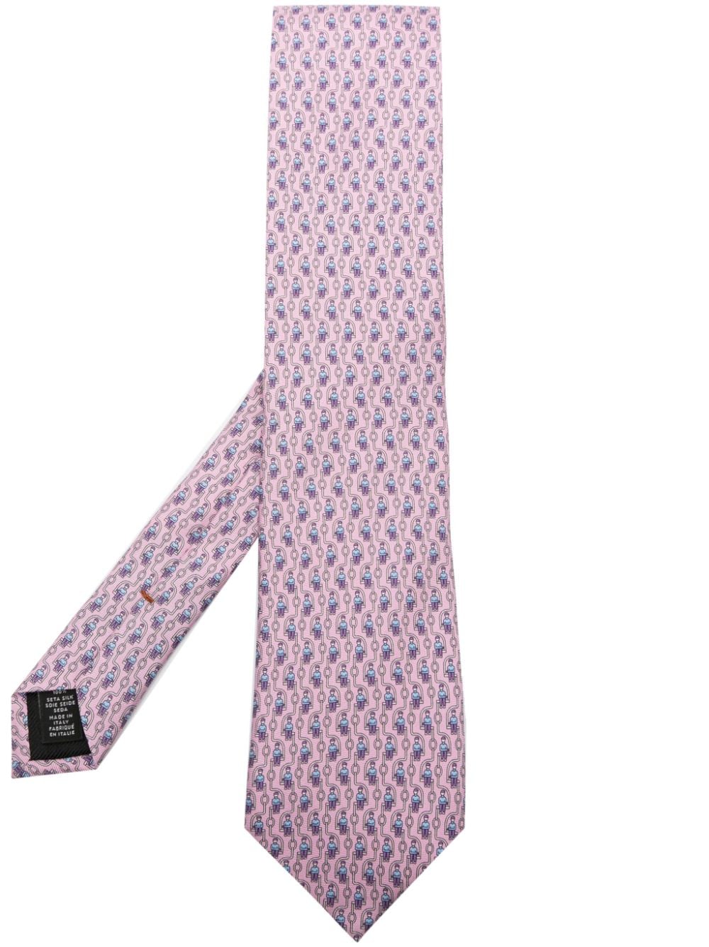 Zegna Graphic-print Mulberry-silk Tie In Pink