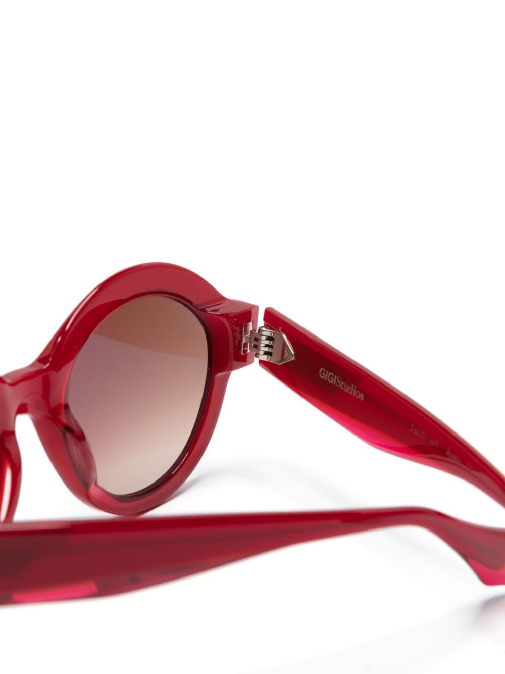 Shop Gigi Studios Glow Round-frame Sunglasses In Red