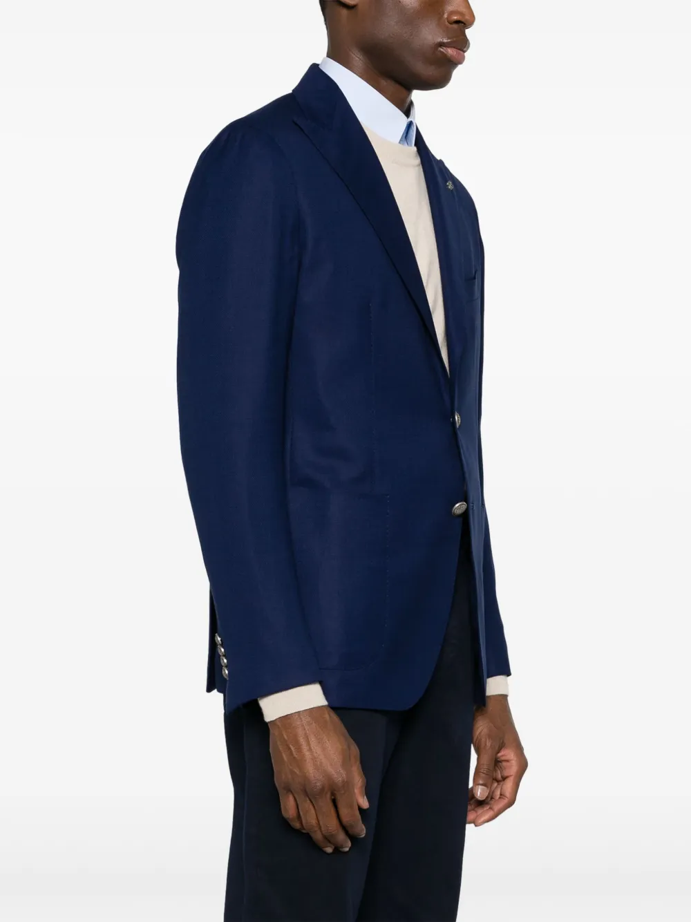Shop Tagliatore Brooch-detail Single-breasted Blazer In Blue