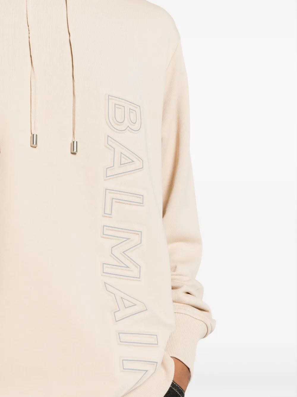Balmain Hoodie met logo-reliëf Beige