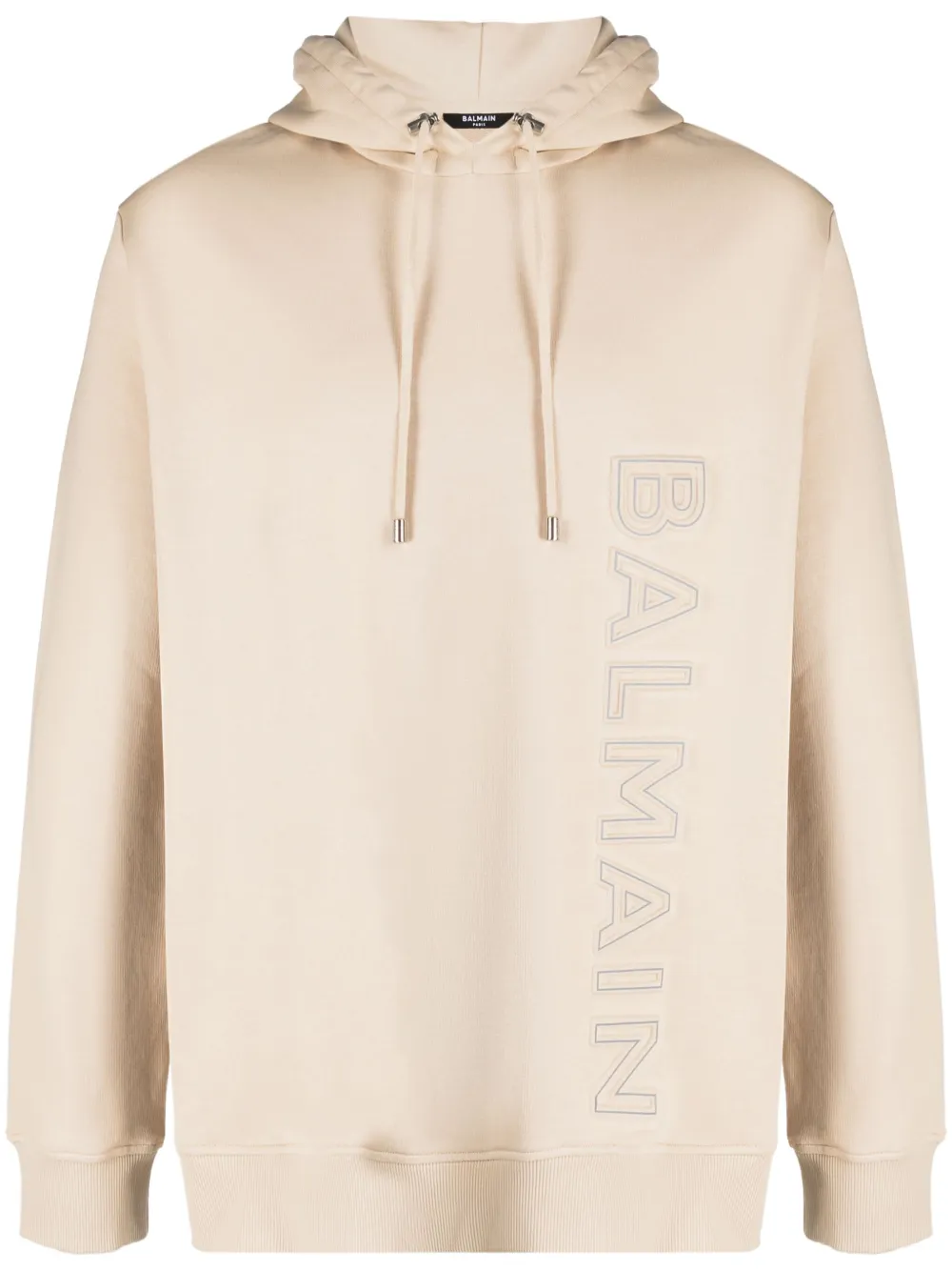 Balmain Hoodie met logo-reliëf Beige
