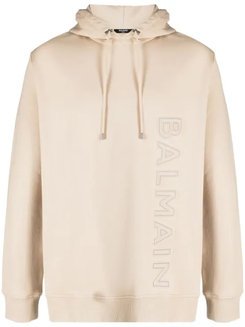 Balmain logo-embossed cotton hoodie
