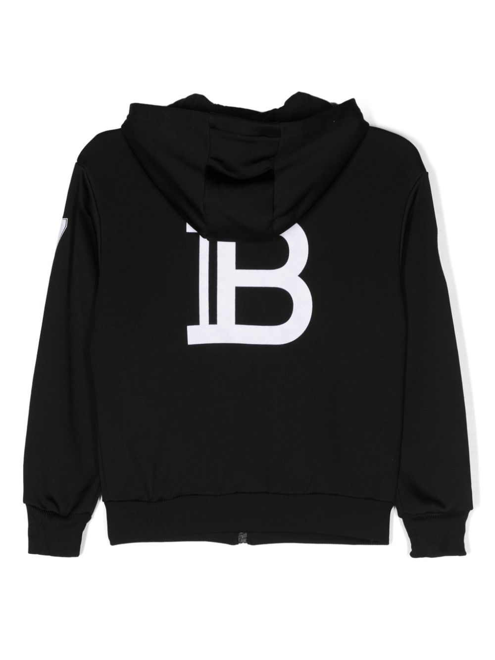 Balmain Kids logo-print zip-up jersey hoodie - Zwart