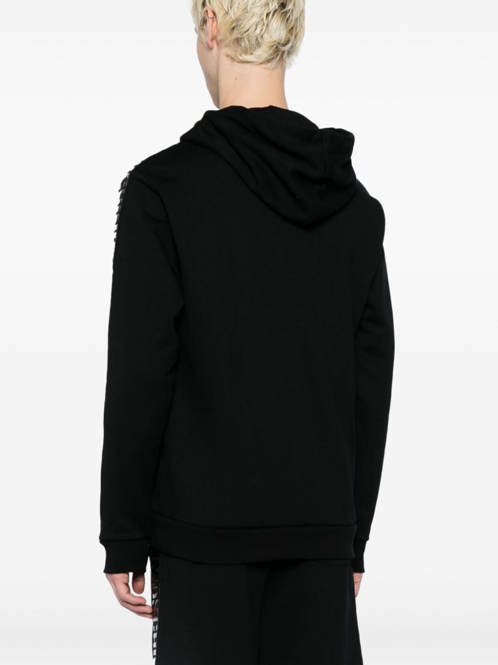 Shop Moschino Logo-appliqué Drawstring Hoodie In Black