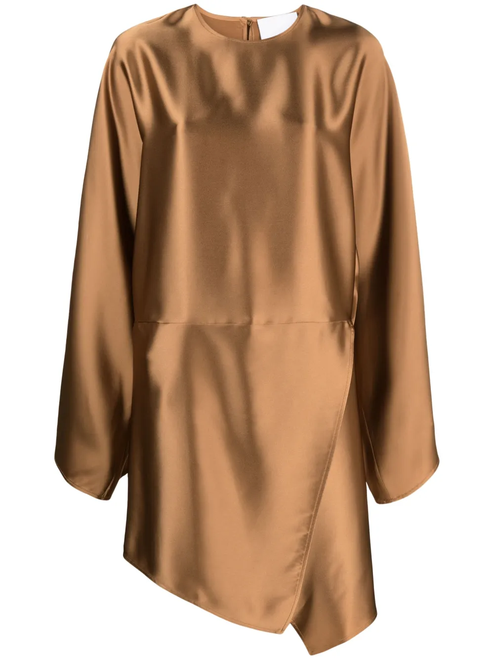 Erika Cavallini draped-sleeve satin dress Bruin