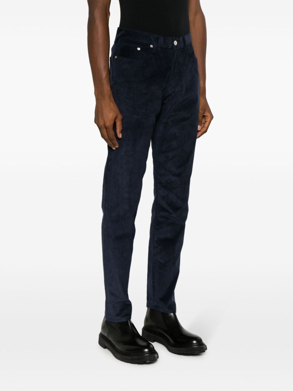 Shop Ps By Paul Smith Corduroy Tapered Trousers In Blue