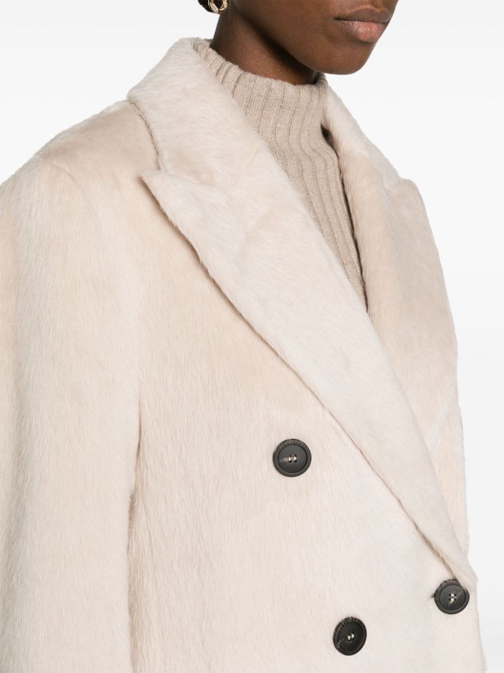 Shop Peserico Abric Double-breasted Coat In Neutrals