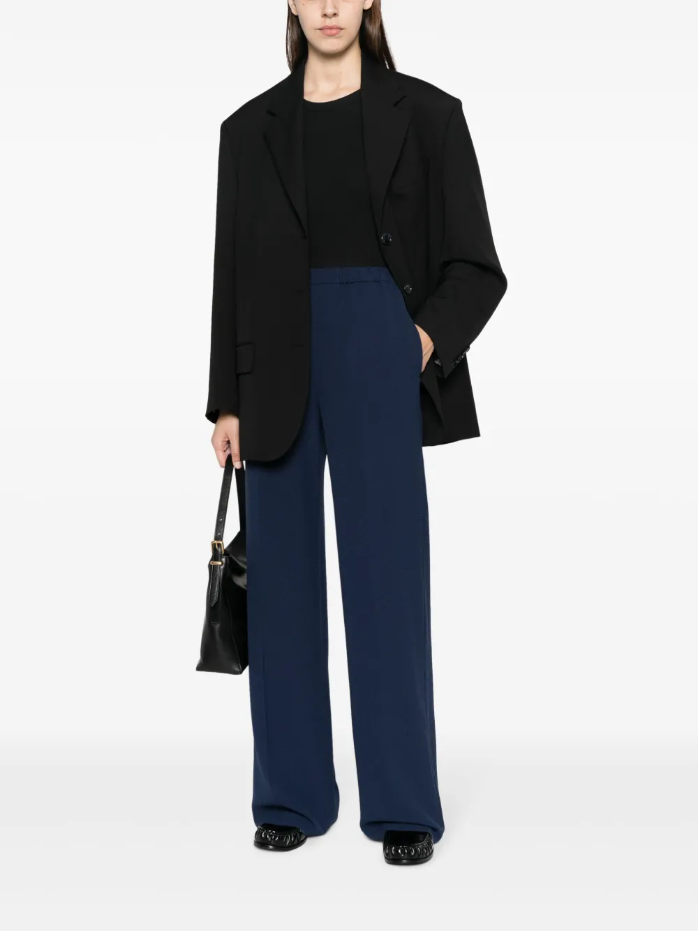 Emporio Armani elasticated-waistband wide-leg trousers - Blauw