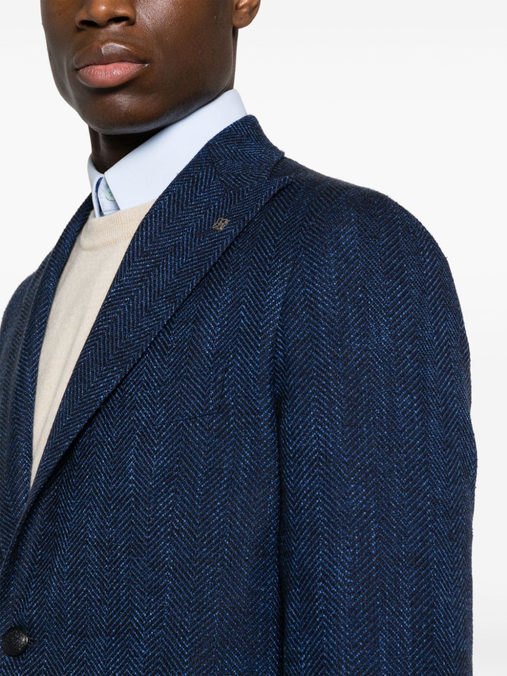 Tagliatore single-breasted herringbone blazer Men