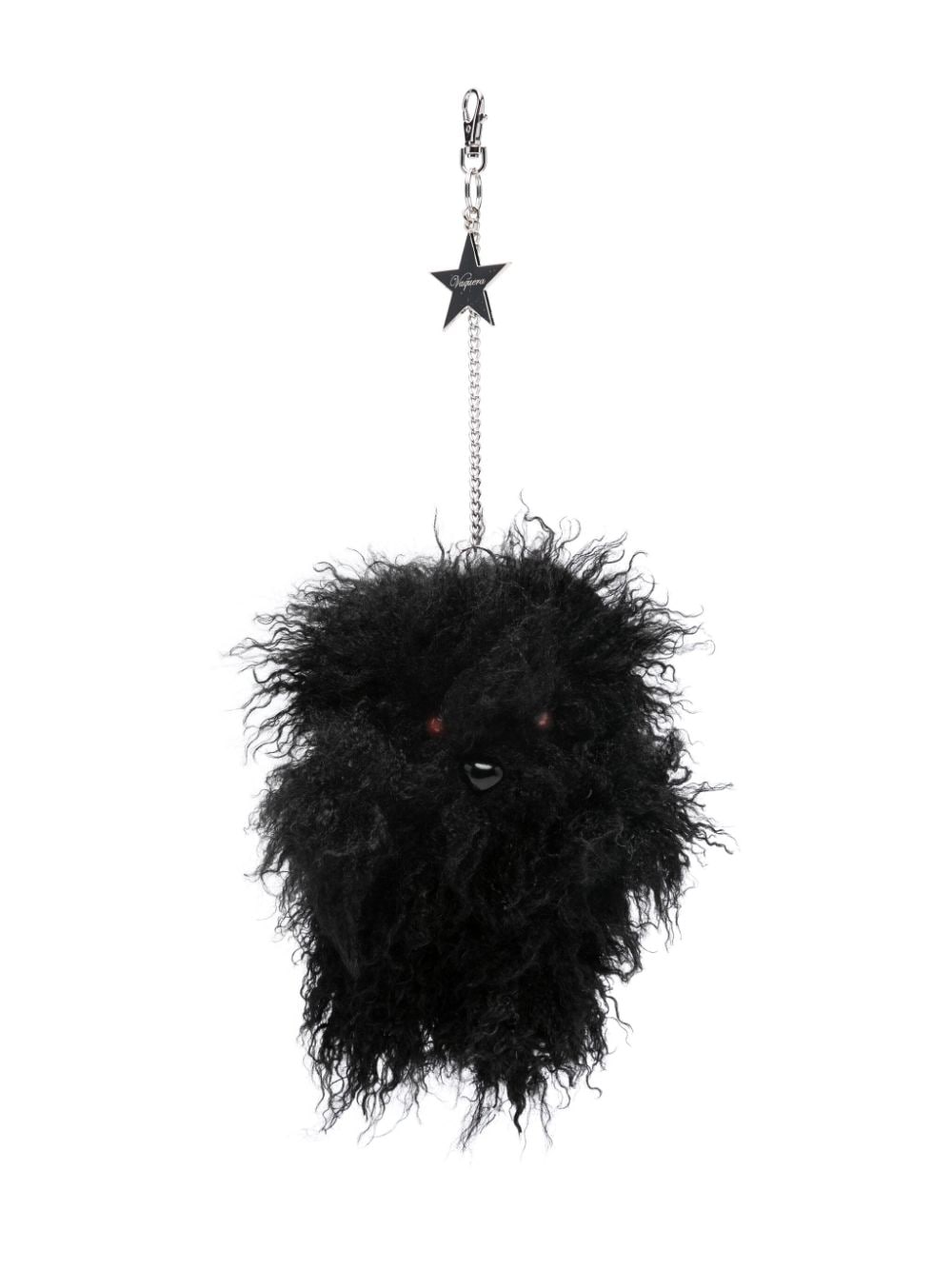Vaquera Furry Teddy-bear Keychain In Black