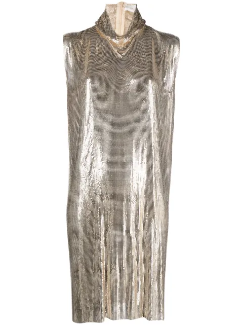 Sportmax frilled high-neck sequin metallic minidress