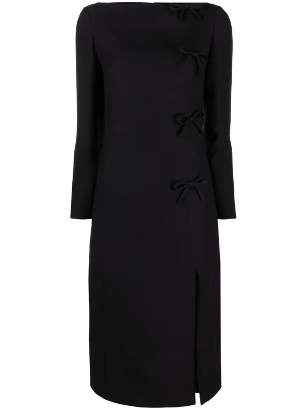 Valentino Bow-Detail Midi Dress - Black