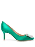 Manolo Blahnik Hangisi 70mm crystal-embellished pumps - Green