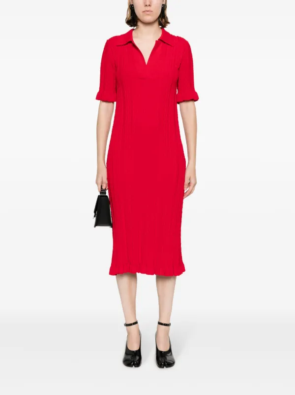 Viktor Rolf Midi-jurk Met V-hals Rood FARFETCH NL