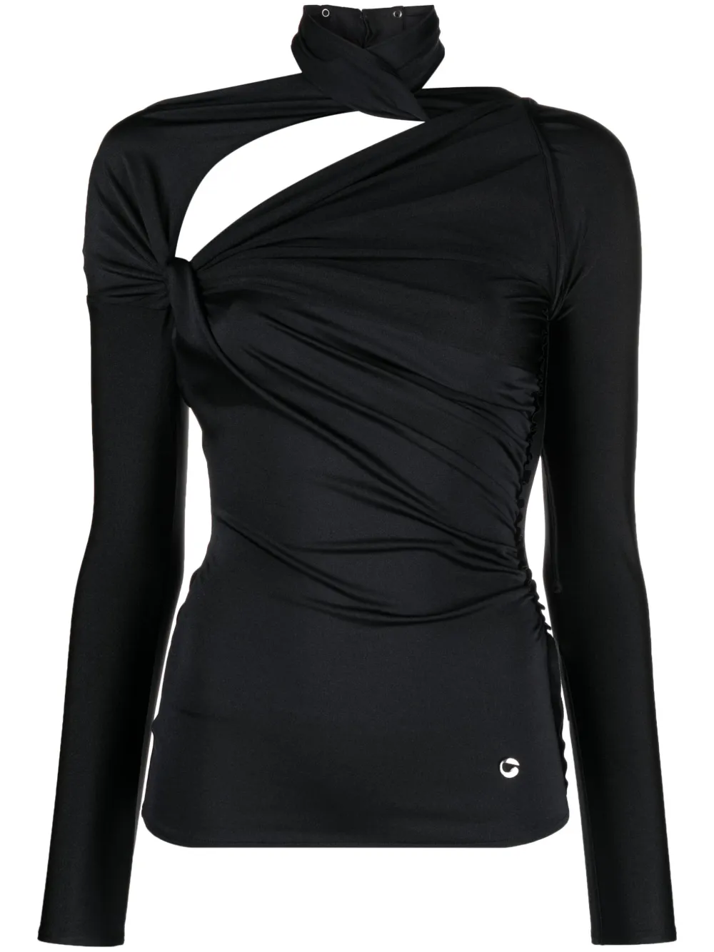 Coperni Logo-plaque Cut-out Long-sleeve Top In Black