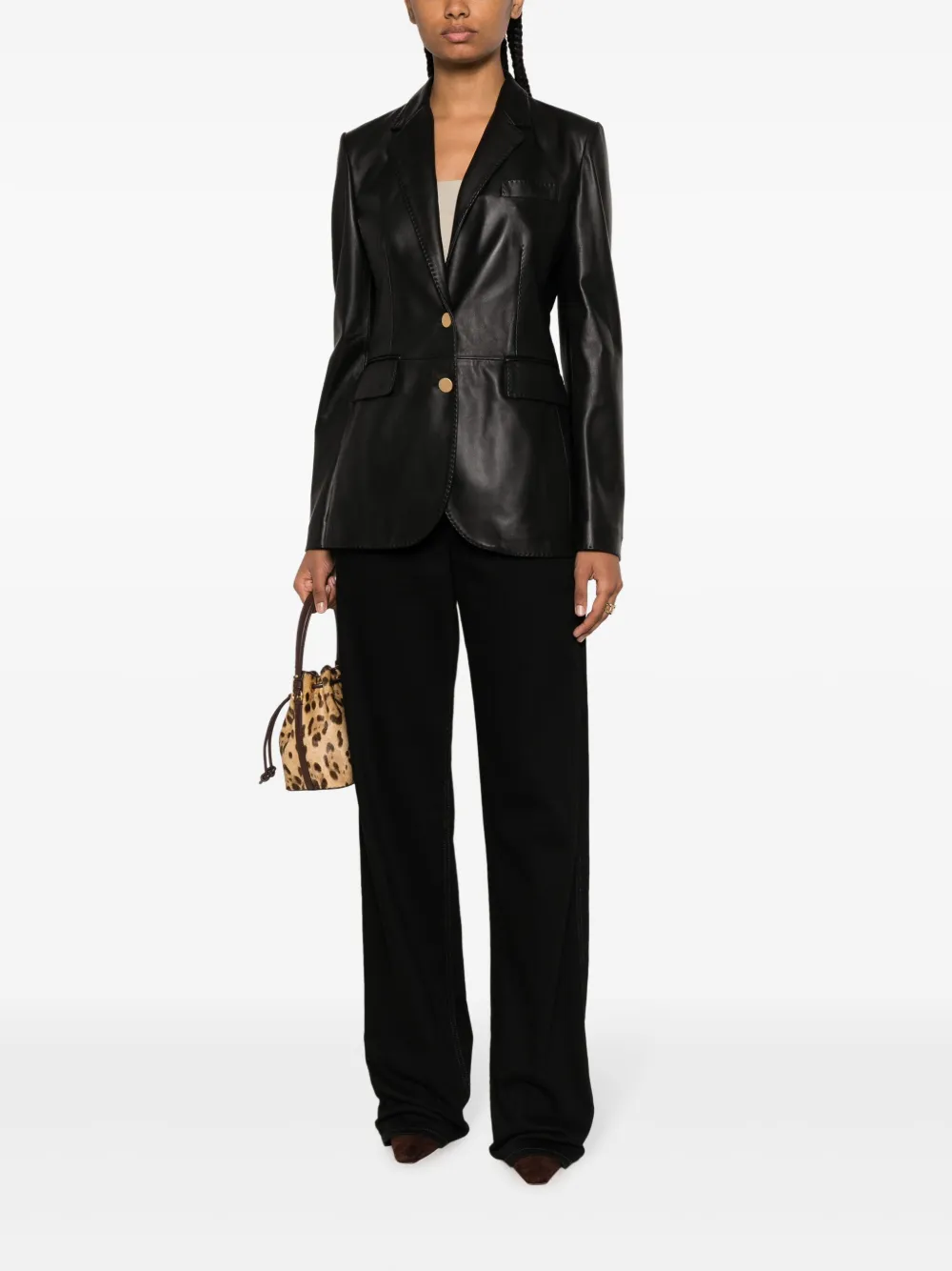 Tagliatore Sophie single-breasted leather blazer - Zwart