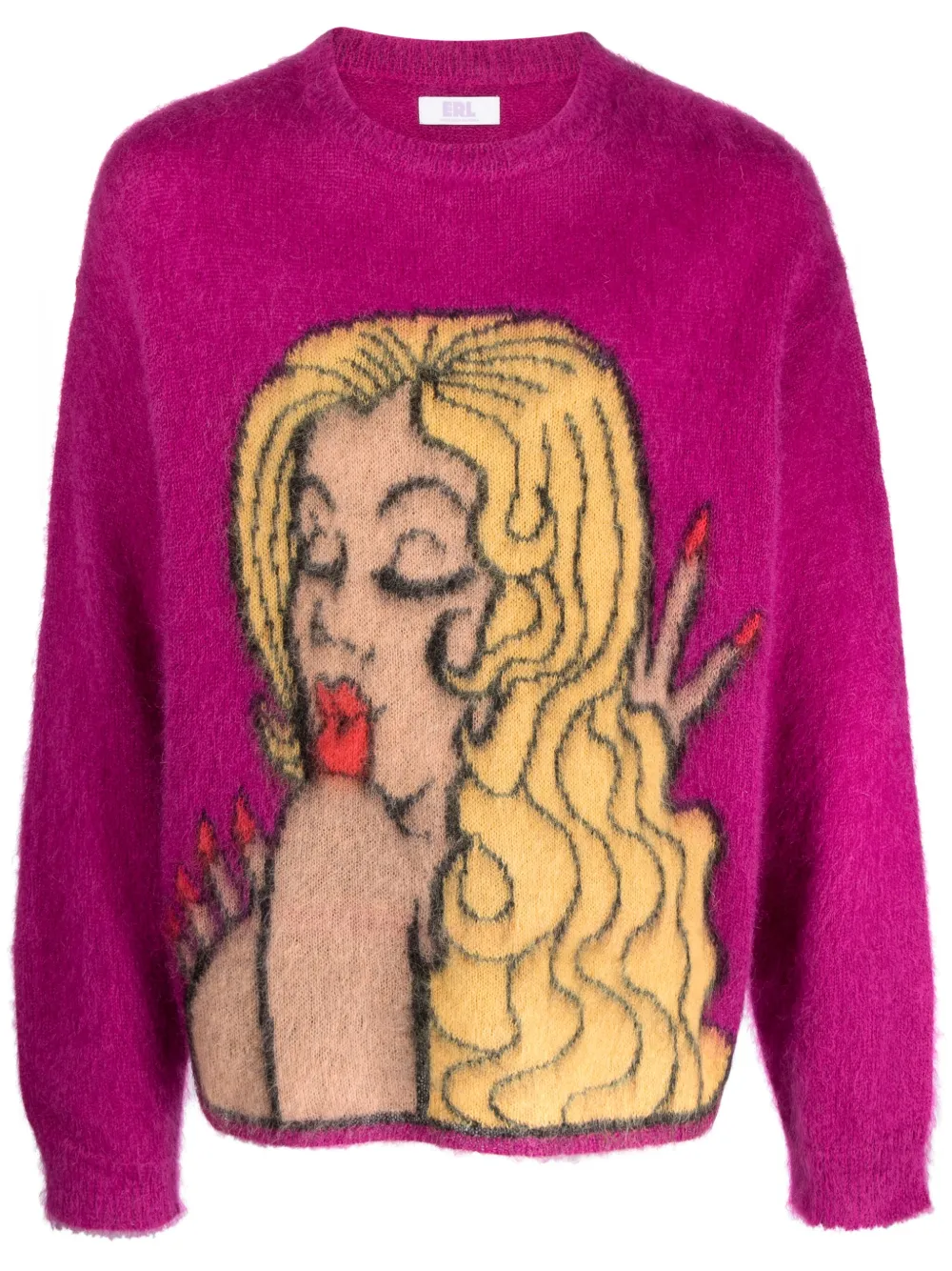 ERL intarsia-knit mohair-blend jumper Roze