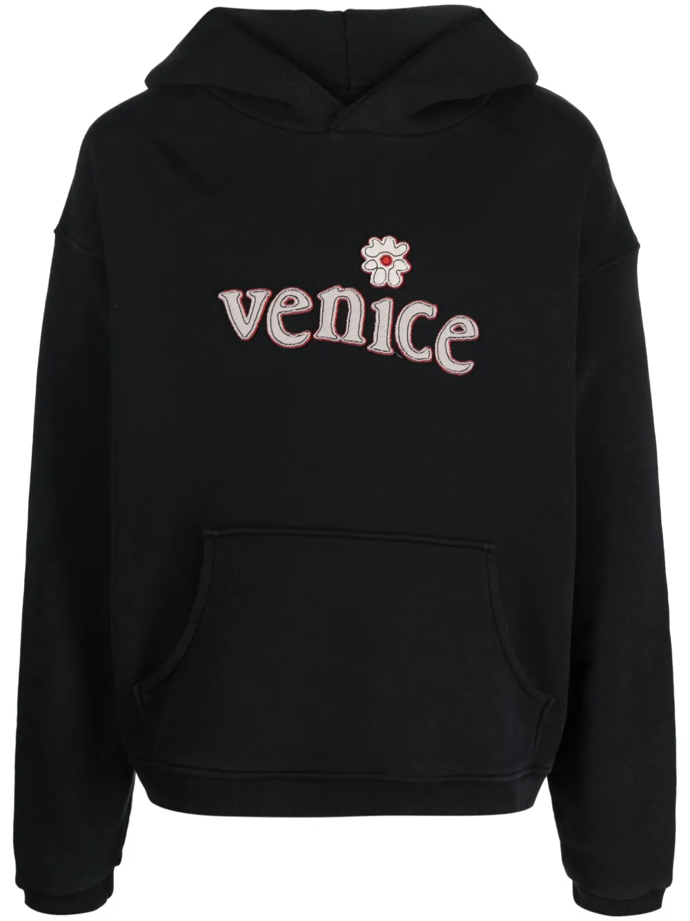 ERL logo-patch cotton hoodie Zwart