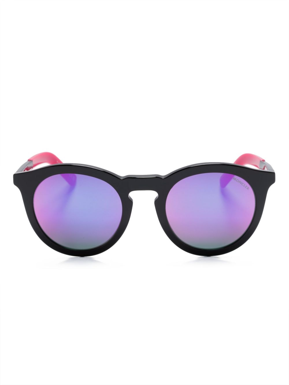 Moncler Logo-print Round-frame Sunglasses In Black