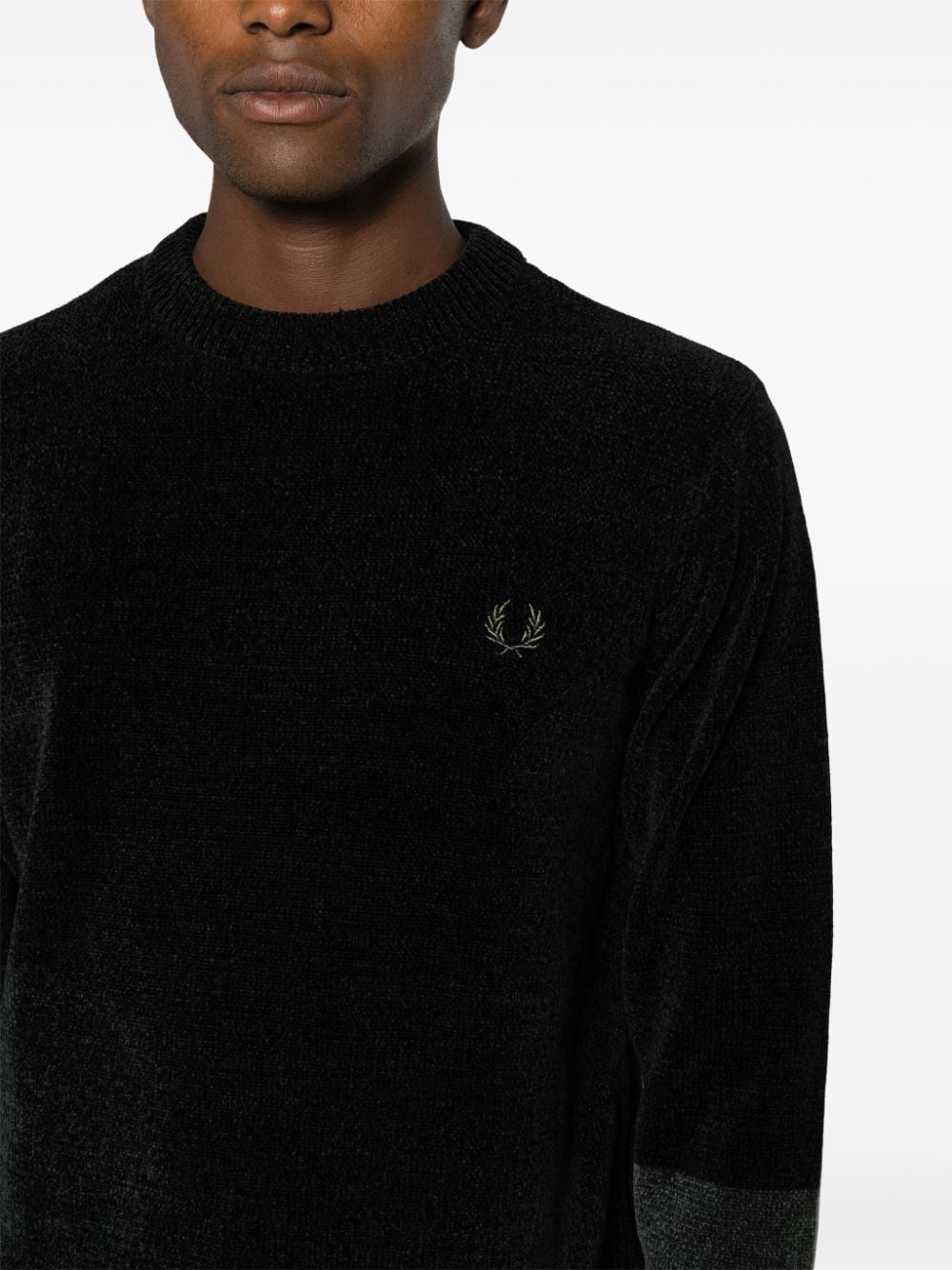 Shop Fred Perry Logo-embroidered Panelled Jumper In Black
