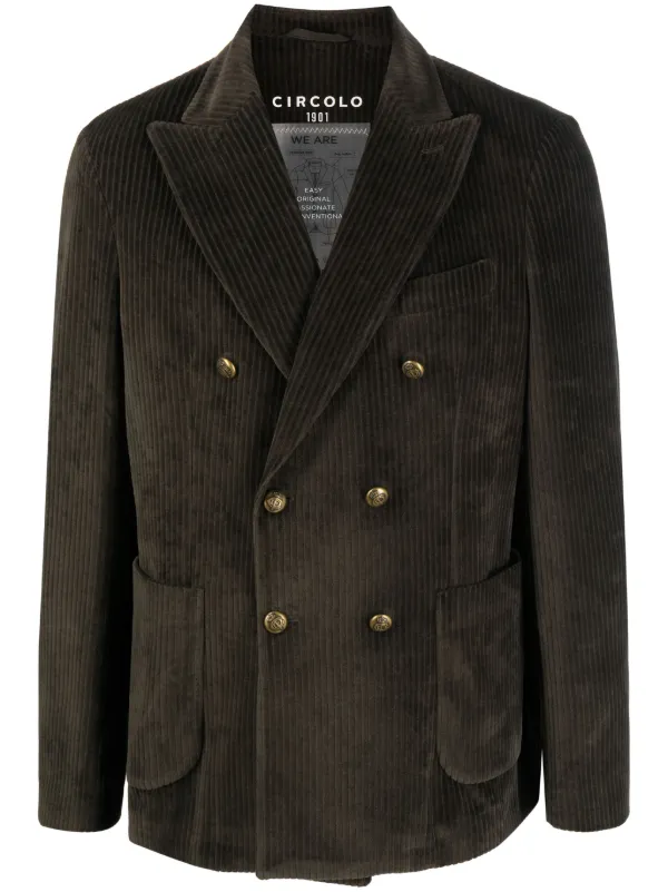 Circolo 1901 double breasted Corduroy Blazer Green FARFETCH AE