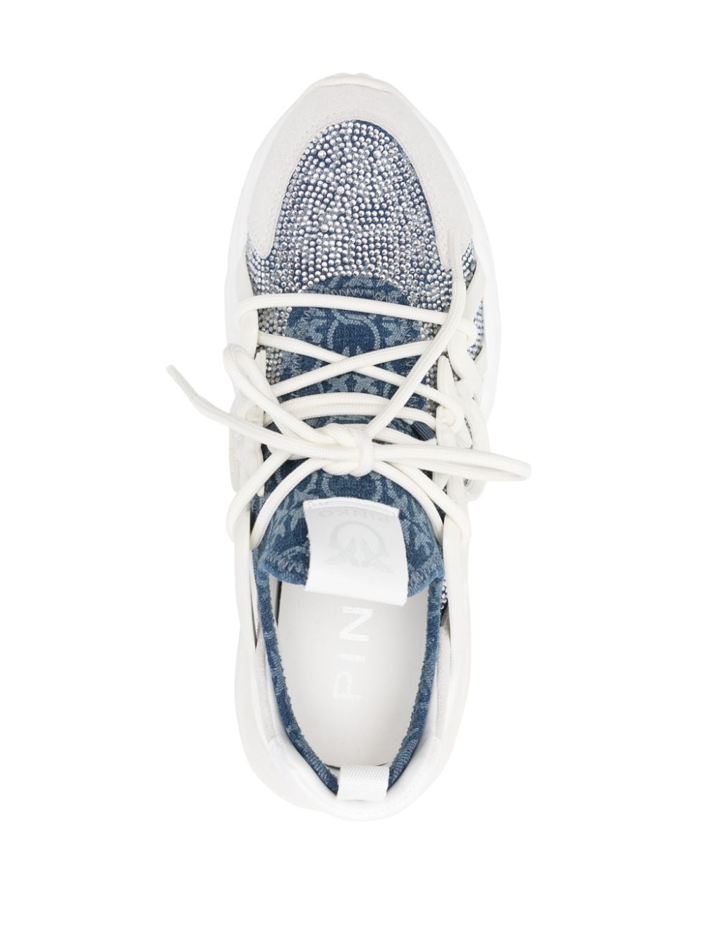 Shop Pinko Ariel Crystal-embellished Chunky Sneakers In White