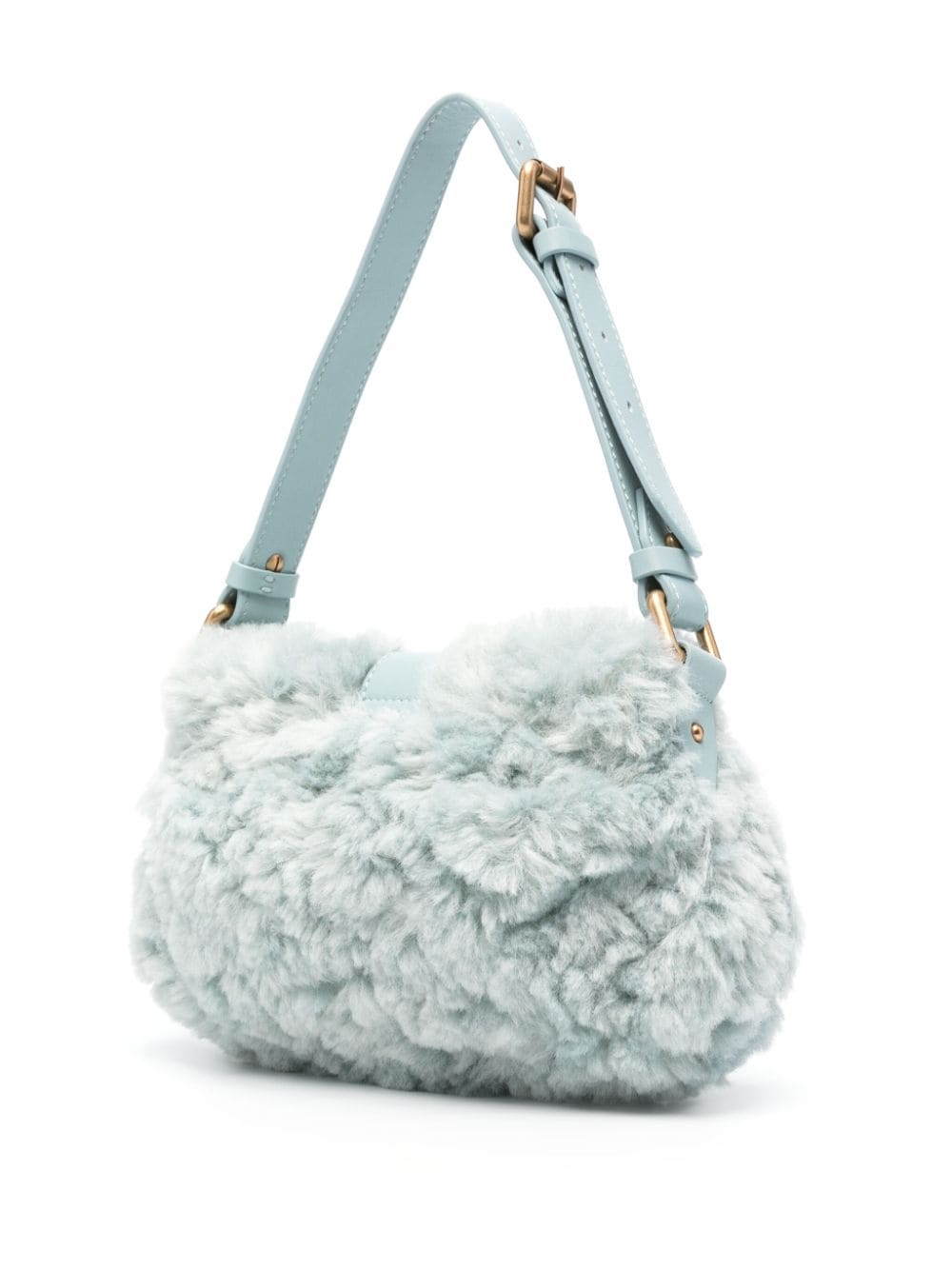 Shop Pinko Faux-fur Tote Bag In Blue