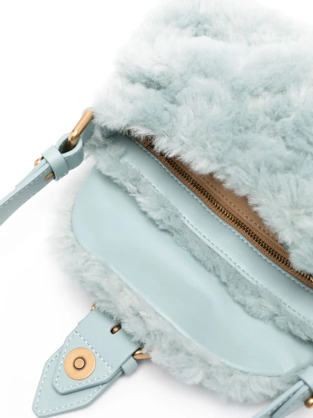 Shop Pinko Faux-fur Tote Bag In Blue