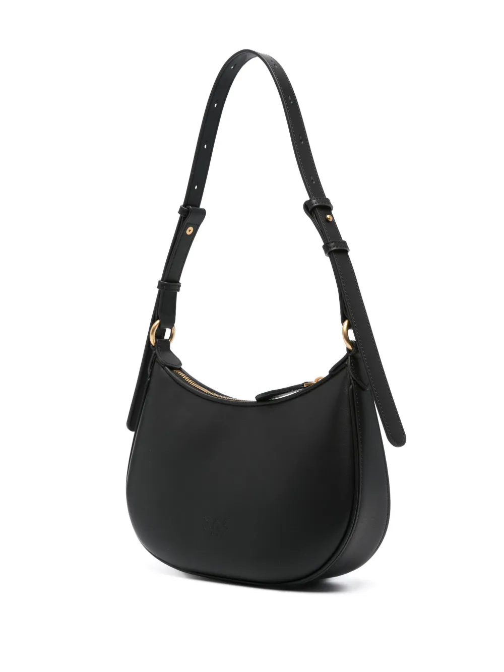 Shop Pinko Love Birds Leather Shoulder Bag In Black