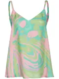 PINKO marble-print cowl-back top - Green