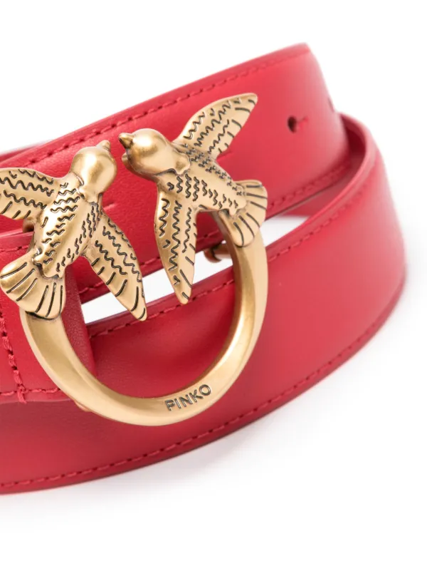 PINKO Love Birds Leather Belt | Red | FARFETCH display picture 1