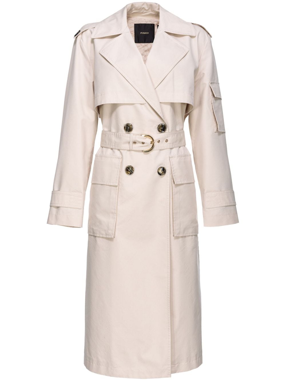 Shop Pinko Belted Cotton-blend Trench Coat In Nude