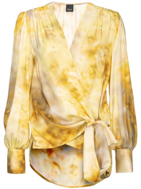 PINKO abstract-print wrap blouse