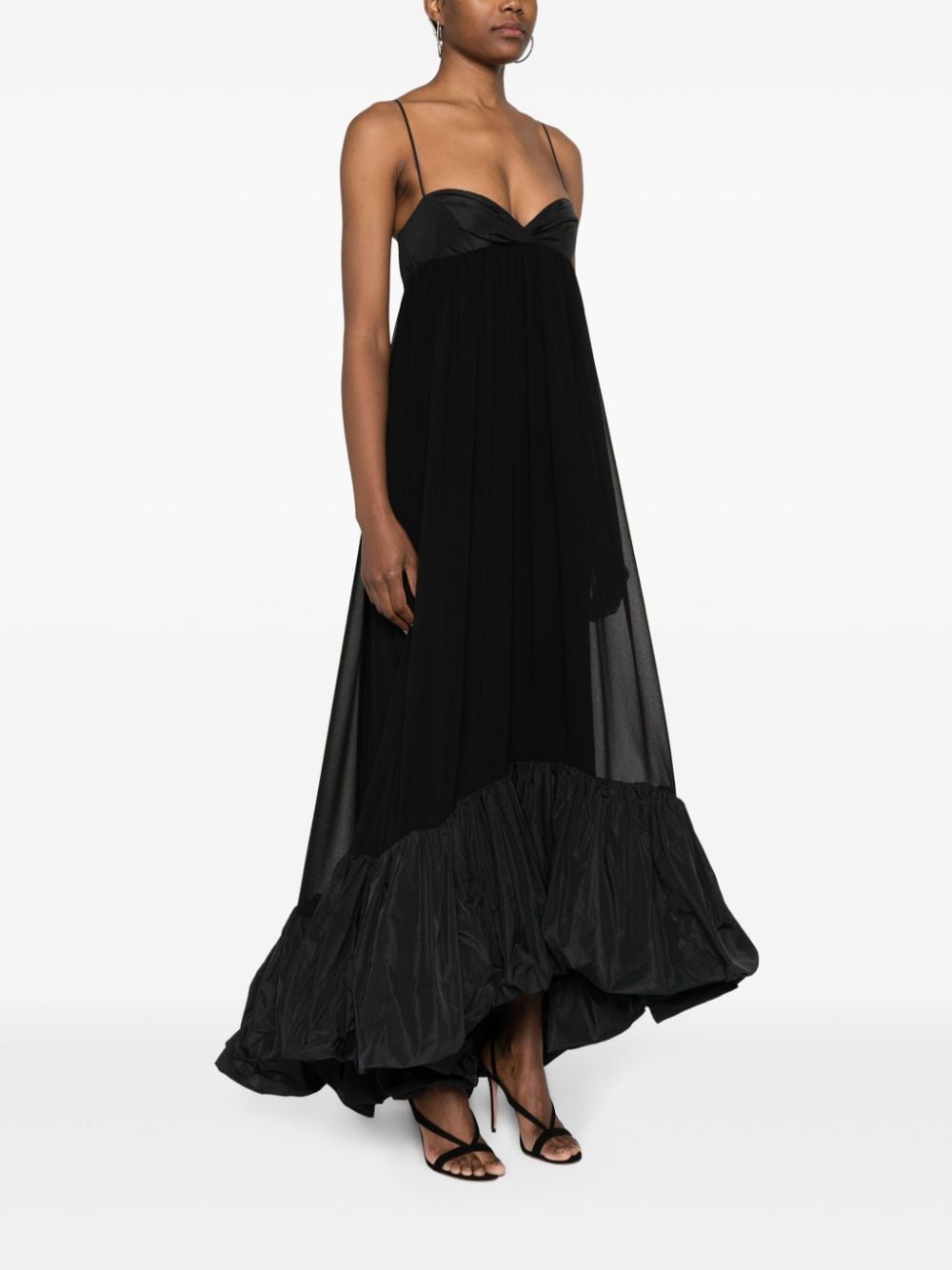 Shop Pinko Layered Chiffon Long Dress In Black