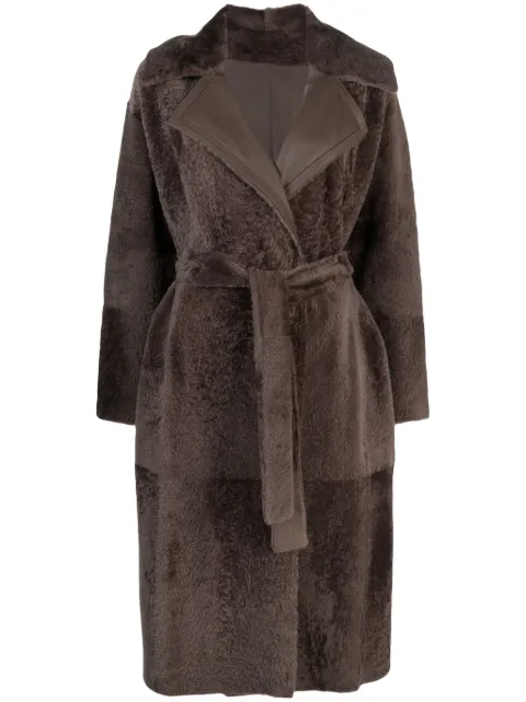 Liska belted panelled maxi coat