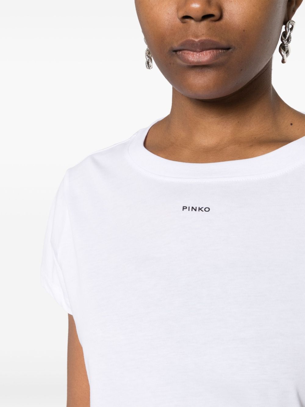 Shop Pinko Logo-print Cotton T-shirt In White