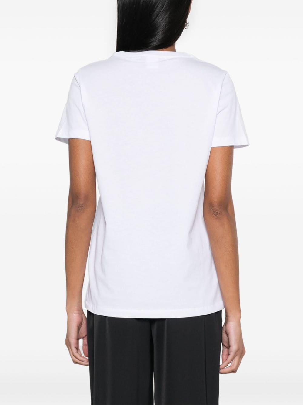 Shop Pinko Logo-embroidered Cotton T-shirt In White