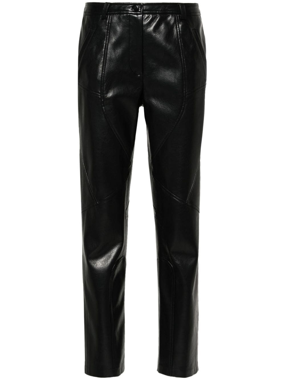 Pinko Faux-leather Straight-leg Trousers In Schwarz