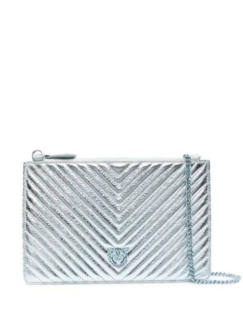 PINKO matelassé metallic clutch bag