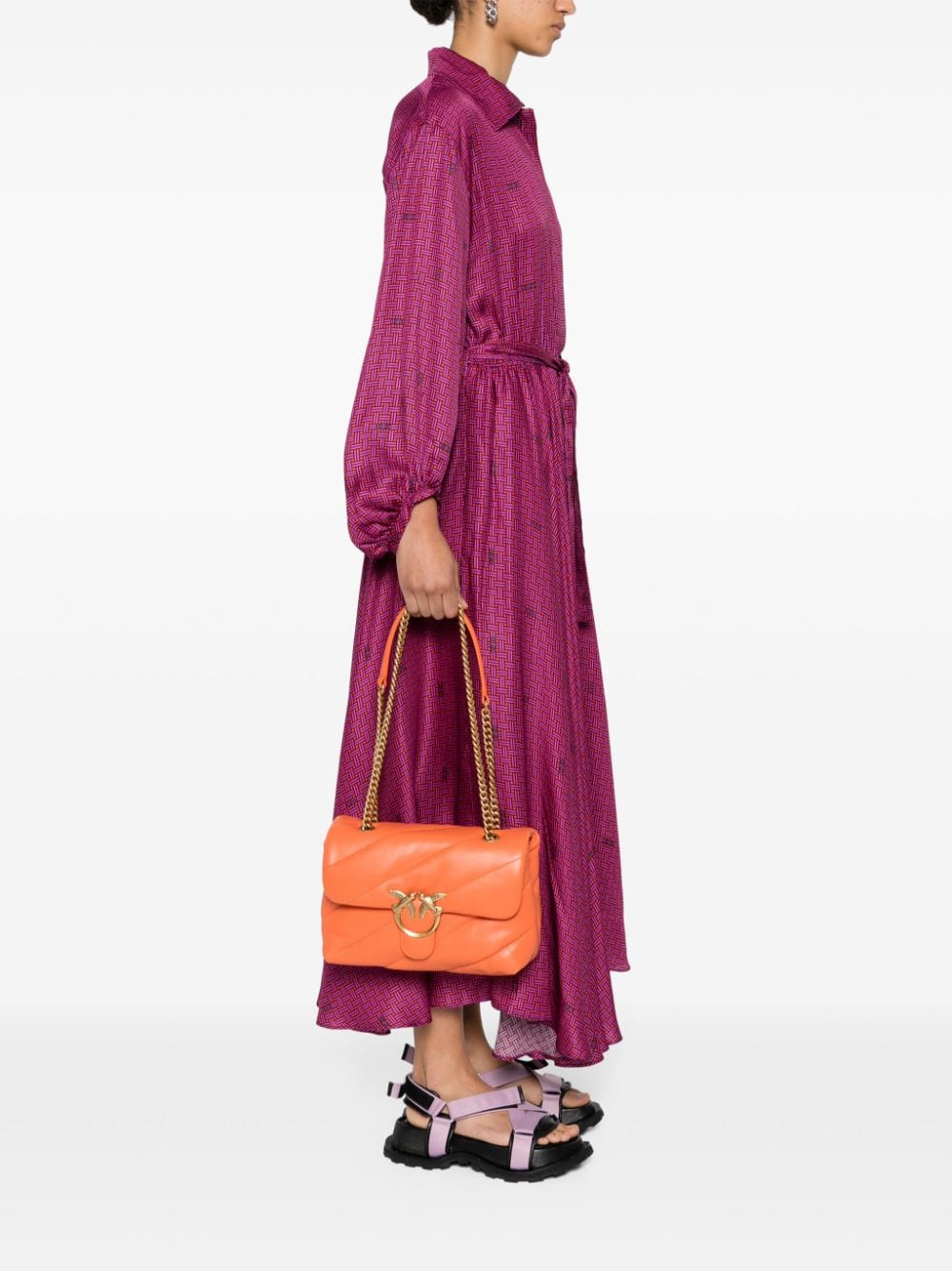 Shop Pinko Classic Love Puff Cross Body Bag In Orange