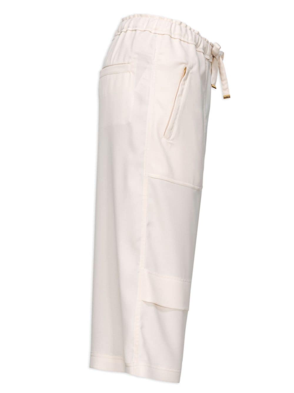 Shop Pinko Drawstring-waist Cropped Trousers In White