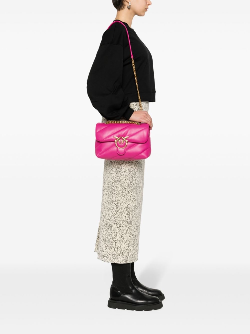 Shop Pinko Classic Love Puff Cross Body Bag In Pink