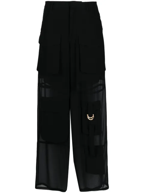 PINKO cargo-pocket semi-sheer palazzo trousers 